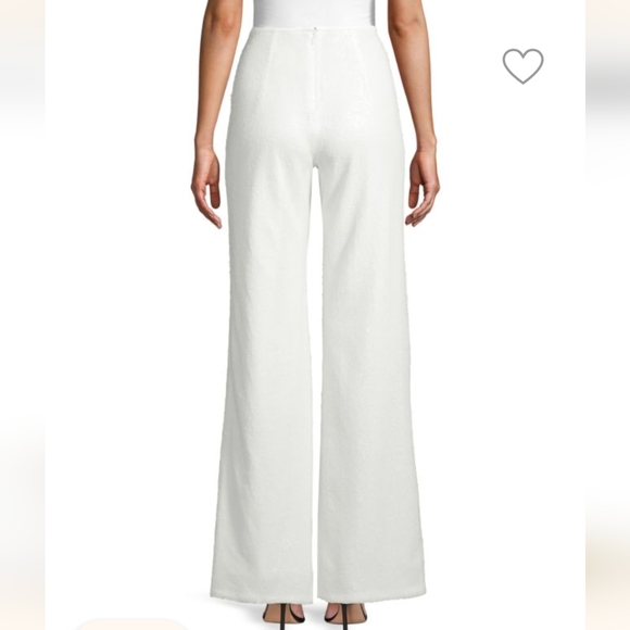 Black Halo Wide Leg Sequined White pants - Picture 2 of 15